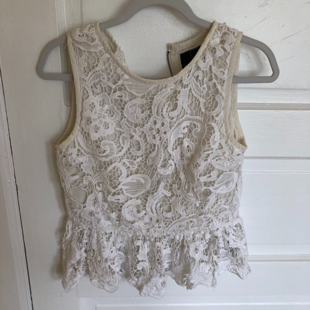White lace crop top